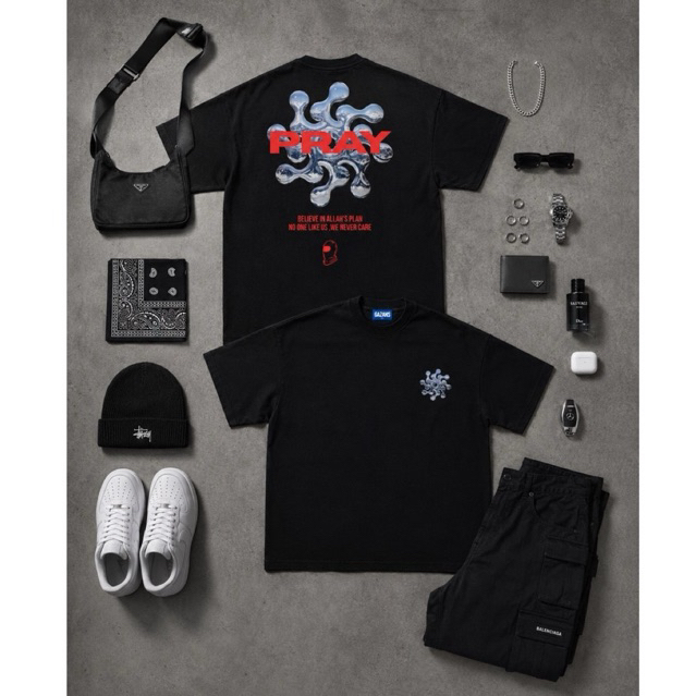 เสื้อยืด GAZANS.STD 1948 PRAY BLACK 24s