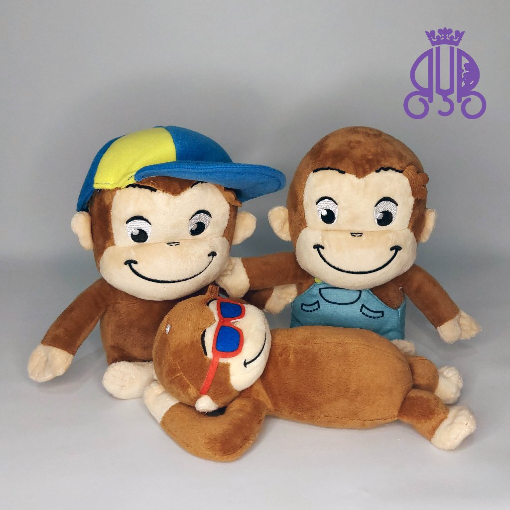 GANTUNGAN Curious George ตุ๊กตาและพวงกุญแจตัวละครลิง Curious George