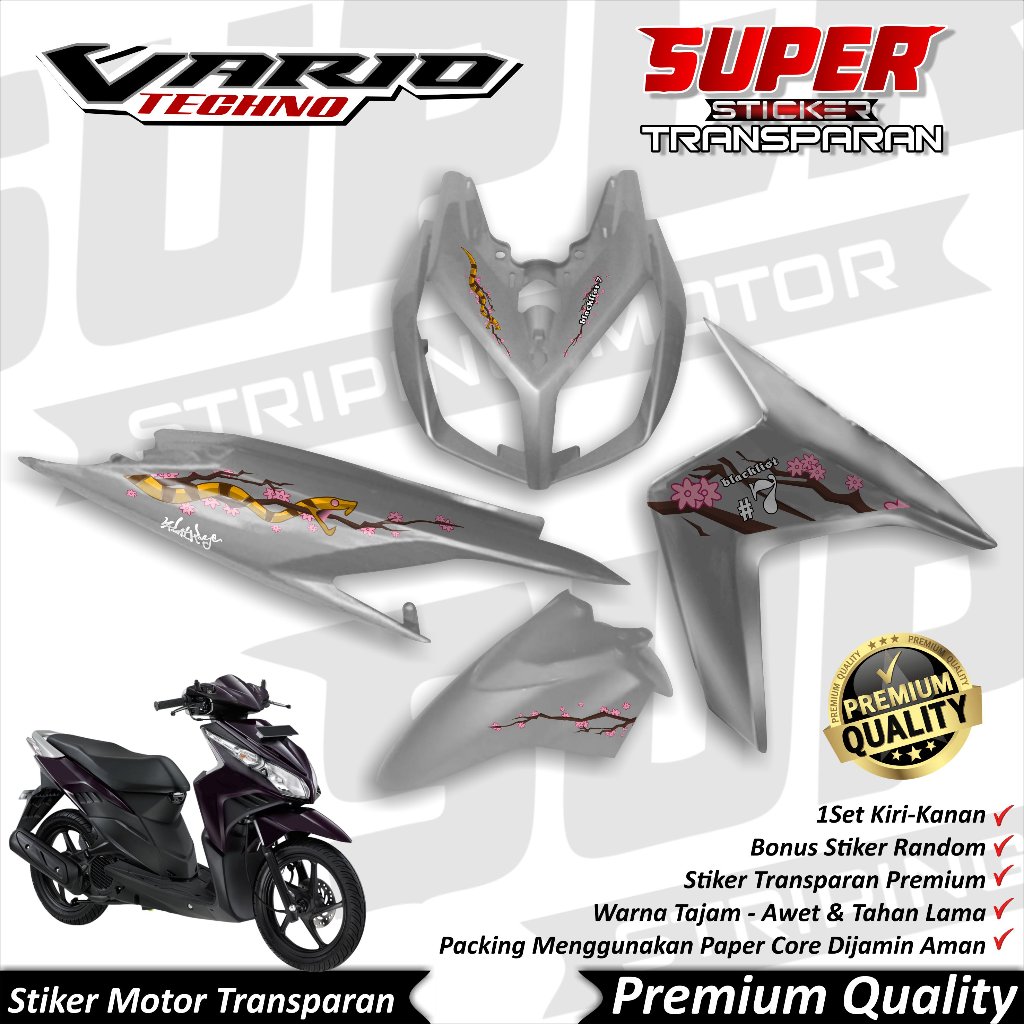สติ๊กเกอร์ใส Vario 110 Techno คาร์บูเรเตอร์ Anti-fade cool Striping Vario Techno Striping Honda Vari