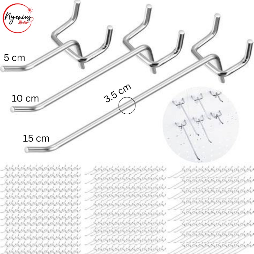 ตะขอ Pegboard เหล็กแขวนอเนกประสงค์ 5 ซม. 10 ซม. 15 ซม. | ตะขอแสดง Pegboard