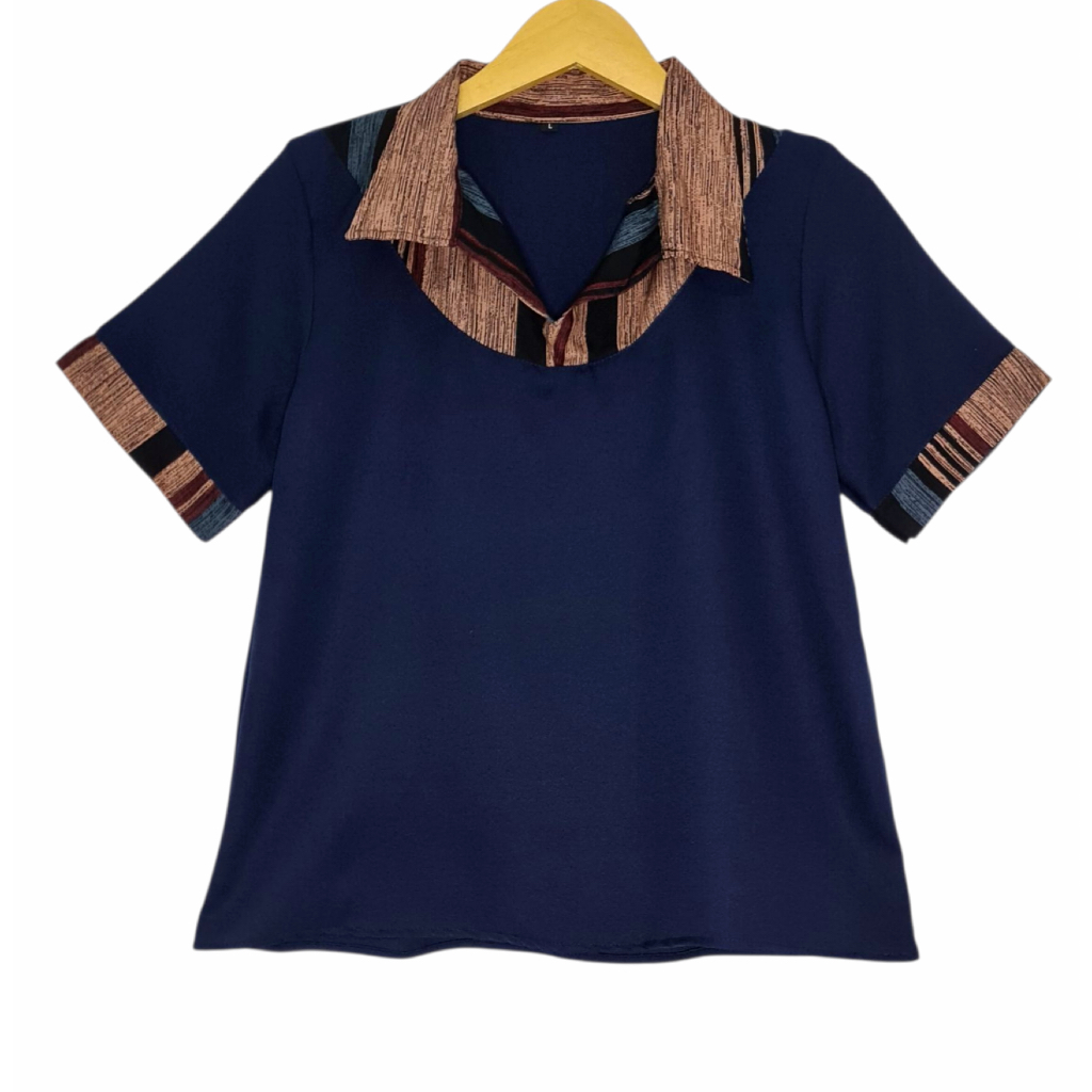 LVL - เสื้อนามธรรมลาย Sellingy Combi พร้อมคอปก เสื้อตัวบนลําลอง รุ่นใหม่