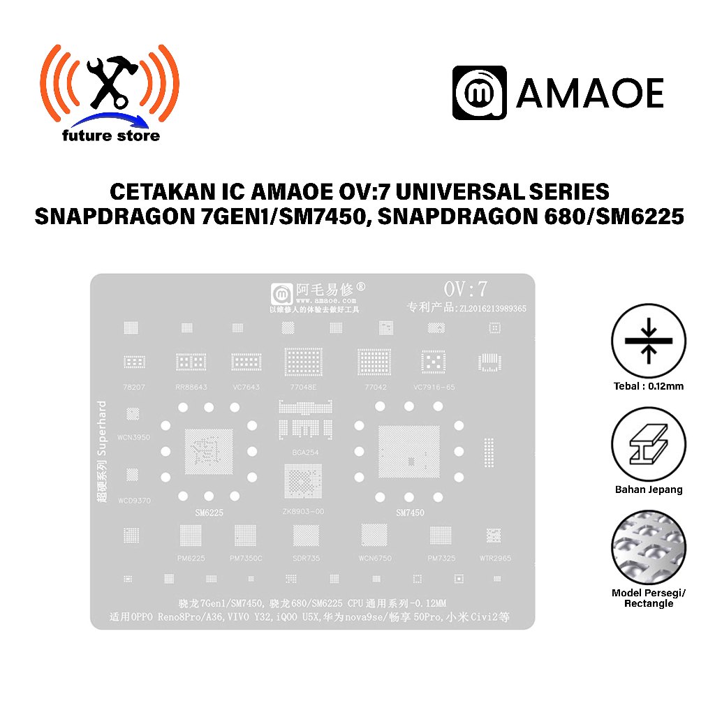 AMAOE OV:7 SNAPDRAGON IC MOLD 7GEN1/SM7450, SNAPDRAGON 680/SM6225 CPU UNIVERSAL SERIES - IC แม่พิมพ์