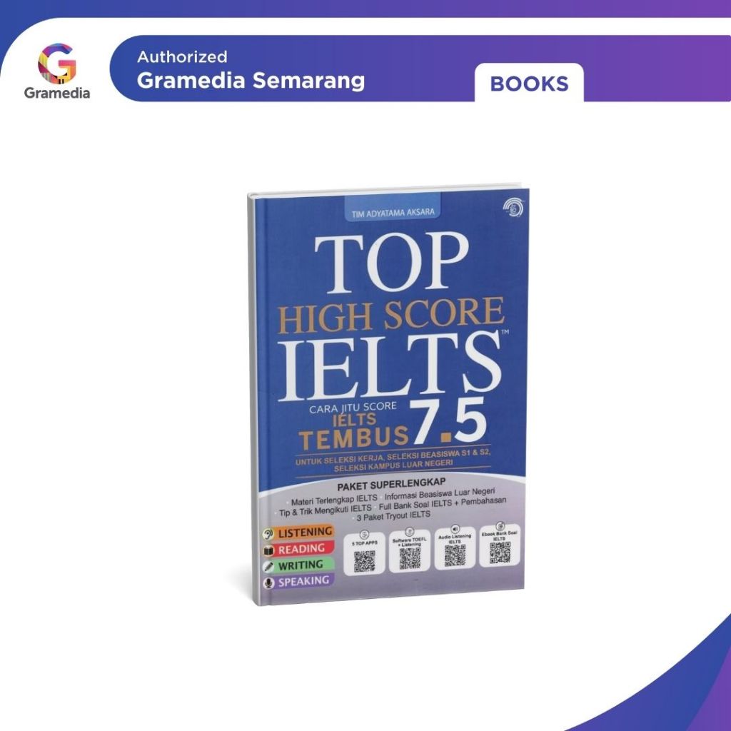 Gramedia - Score สูงตัวท็อป IELTS วิธีที่แม่นยําถึงคะแนน IELTS Translucent 7.5 (Star Wahyu)