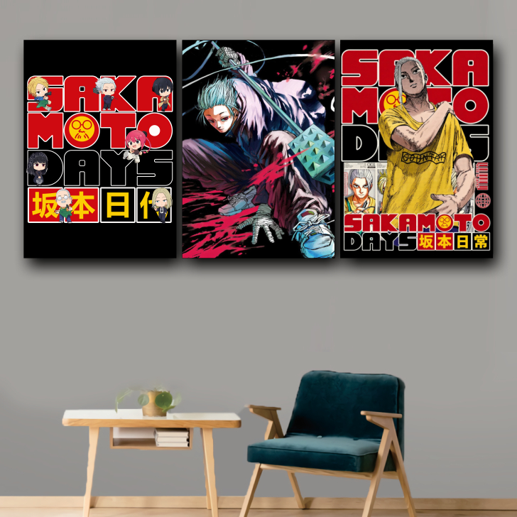 KARIMIKA Aesthetic Casual Anime Wooden Wall Poster SAKAMOTO DAYS GAKU OSARAGI SHIN CHARACTER