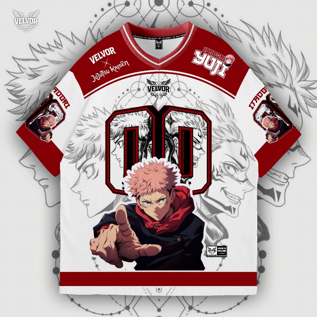 VELVOR PREMIUM OVERSIZE ANIME JERSEY - KIDS & ADULTS JERSEY - JUJUTSU KAISEN 00 SERIES NUMBER JERSEY