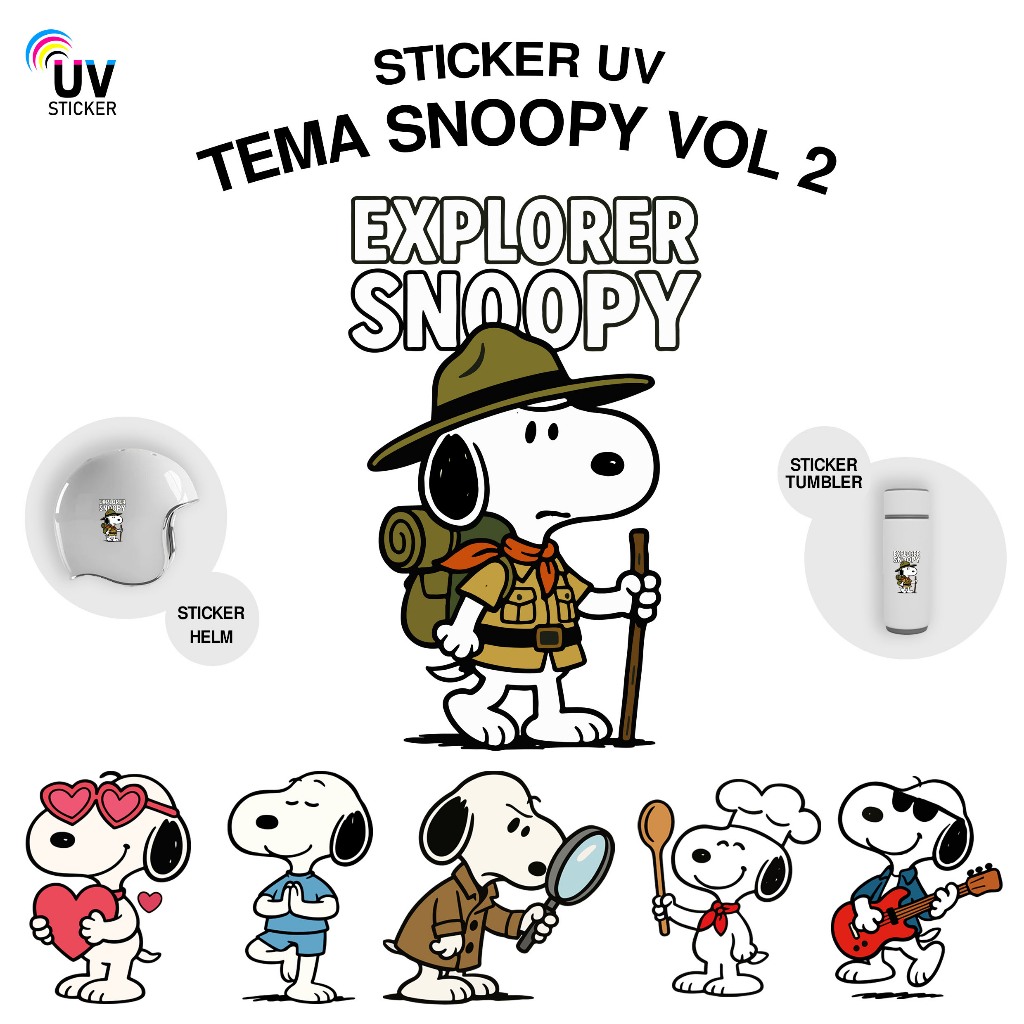 สติ๊กเกอร์ยูวี THE SNOOPY THEME VOL 2 ลายสนูปปี้ สําหรับมอเตอร์ไซค์ รถ หมวกกันน็อค TUMBLER 3D DTF UV BY UVStickers