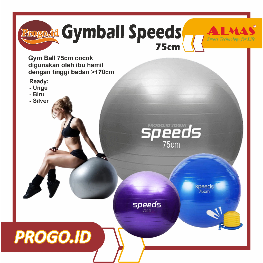 Speeds Gym Ball fitness 75 cm / Gym Ball / yoga Ball อุปกรณ์กีฬา (Bonus Pump)