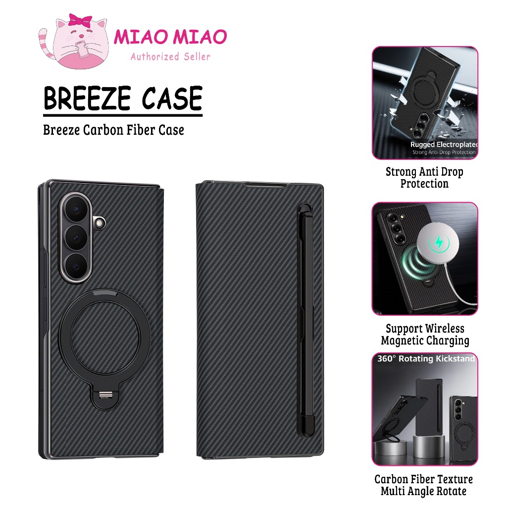 Breeze คาร์บอนไฟเบอร์สําหรับ Samsung Galaxy Z FOLD 7 Z FOLD 6 Z FOLD 5/ปลอกสําหรับ Samsung Z FOLD7 Z