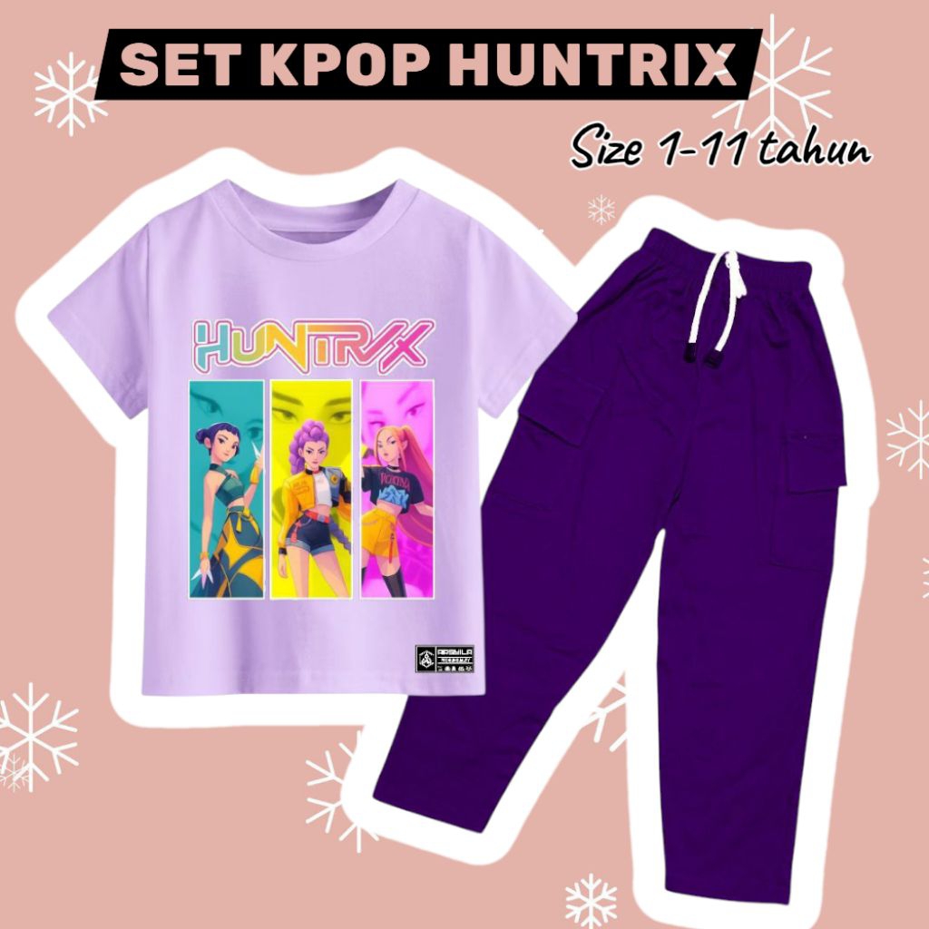 ชุดเด็กผู้หญิง Huntrix Kpop Demon Hunter Motif อายุ 1-11 ปี - Huntrix Kpop Demon Hunter Motif เสื้อผ