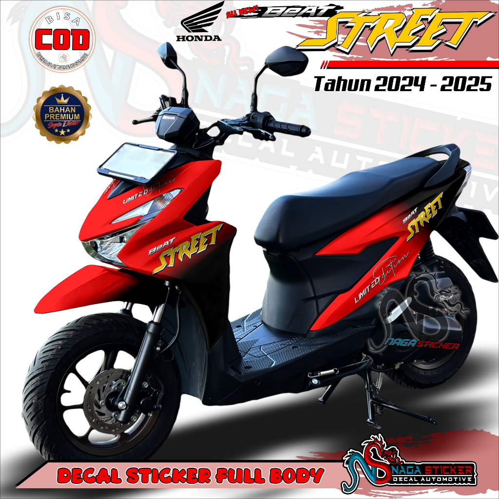 สติ๊กเกอร์ Full Body Decal HONDA Beat Street 2024 - 2025 2 สี Motif NS1502 ออกแบบสามารถปรับแต่งรูปลอ