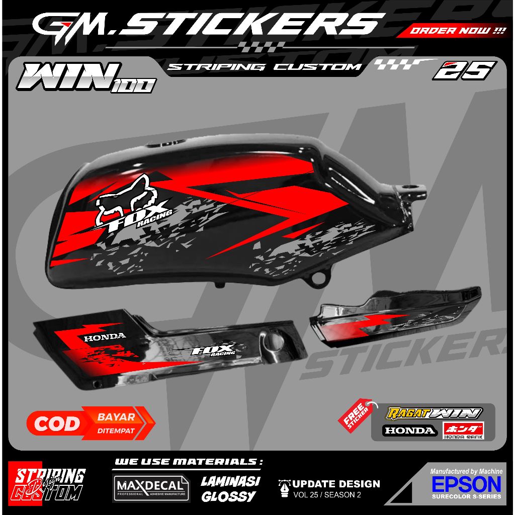 HONDA WIN 100 WINnER WIN RACING WIN TRABAS WIN TRAIL FOX RACING K51 VARIATION STICKER STRIPING