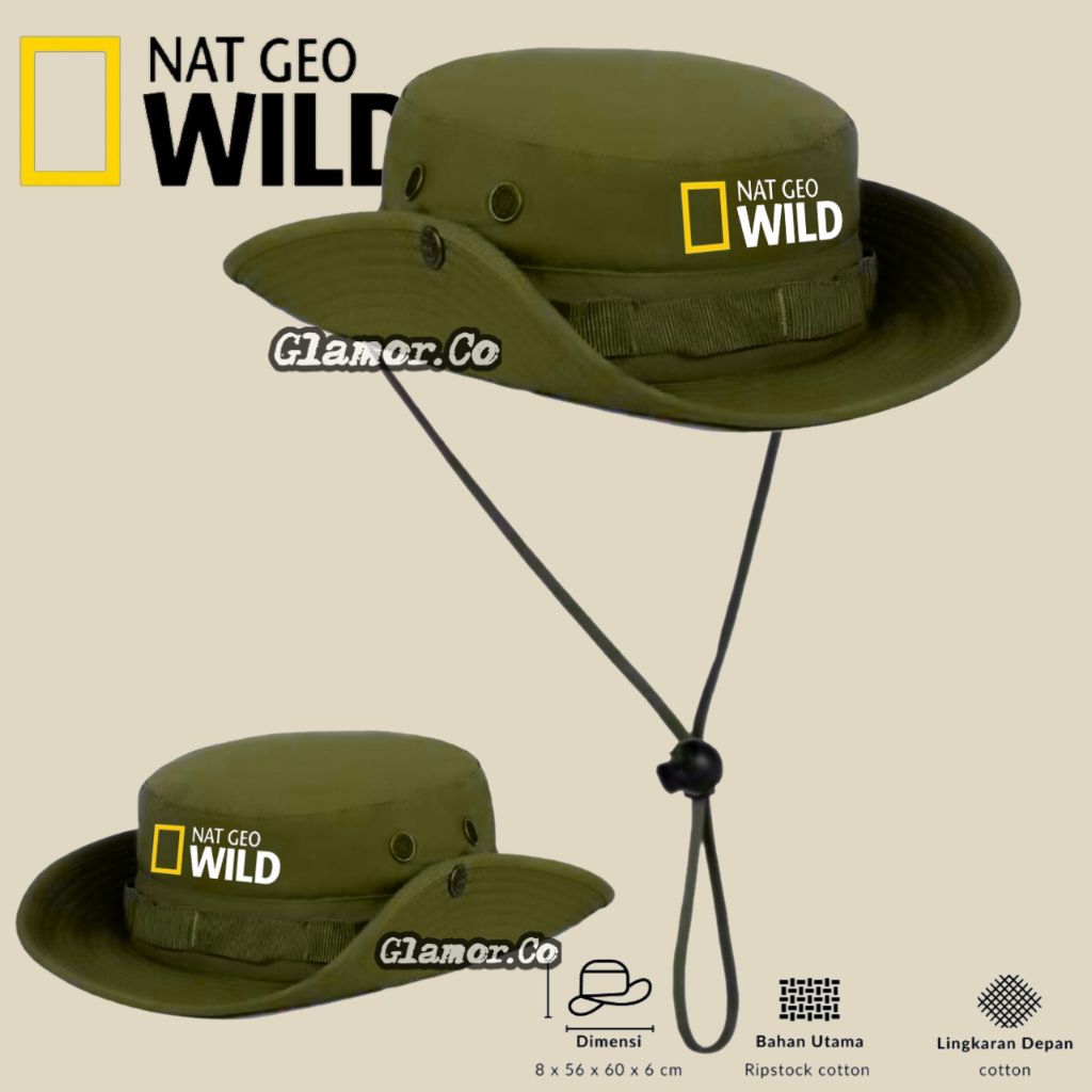 National Geographic Wild Button Jungle Hat Outdoor Adventure Camping Safari Mountain Hat สําหรับผู้ช