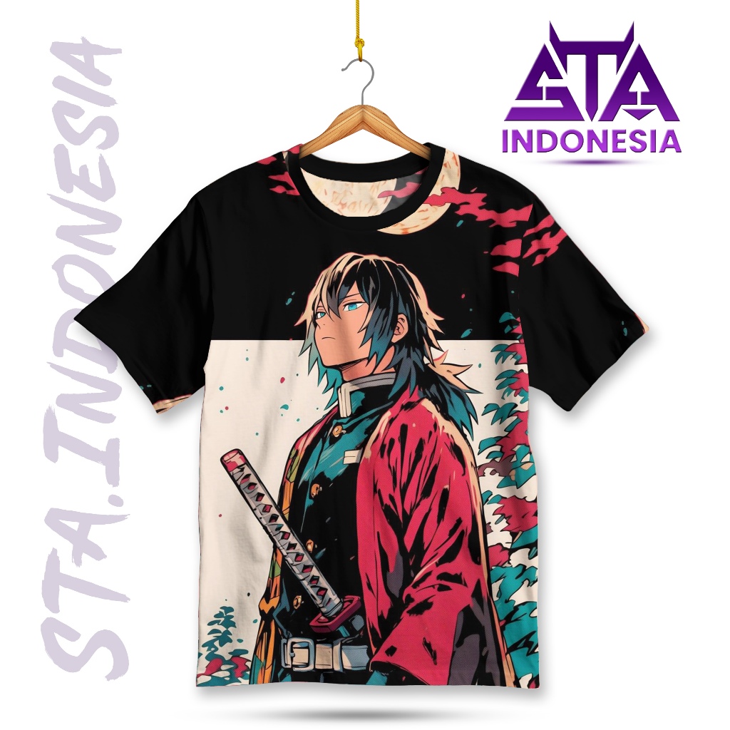 STA เสื้อยืดอนิเมะ Giyuu Tomioka | เสื้อผ้าคอสเพลย์ระดับพรีเมียมของ Demon Slayer Unisex | STK-36