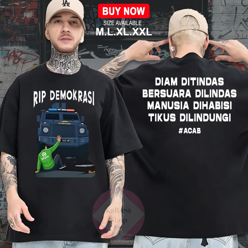 Distro T-shirts "RIP DEMOCRCY ACAB [VOL 5]" Clothing Apparel - เสื้อยืดผู้ชายและผู้หญิง - MLXL.XXL -
