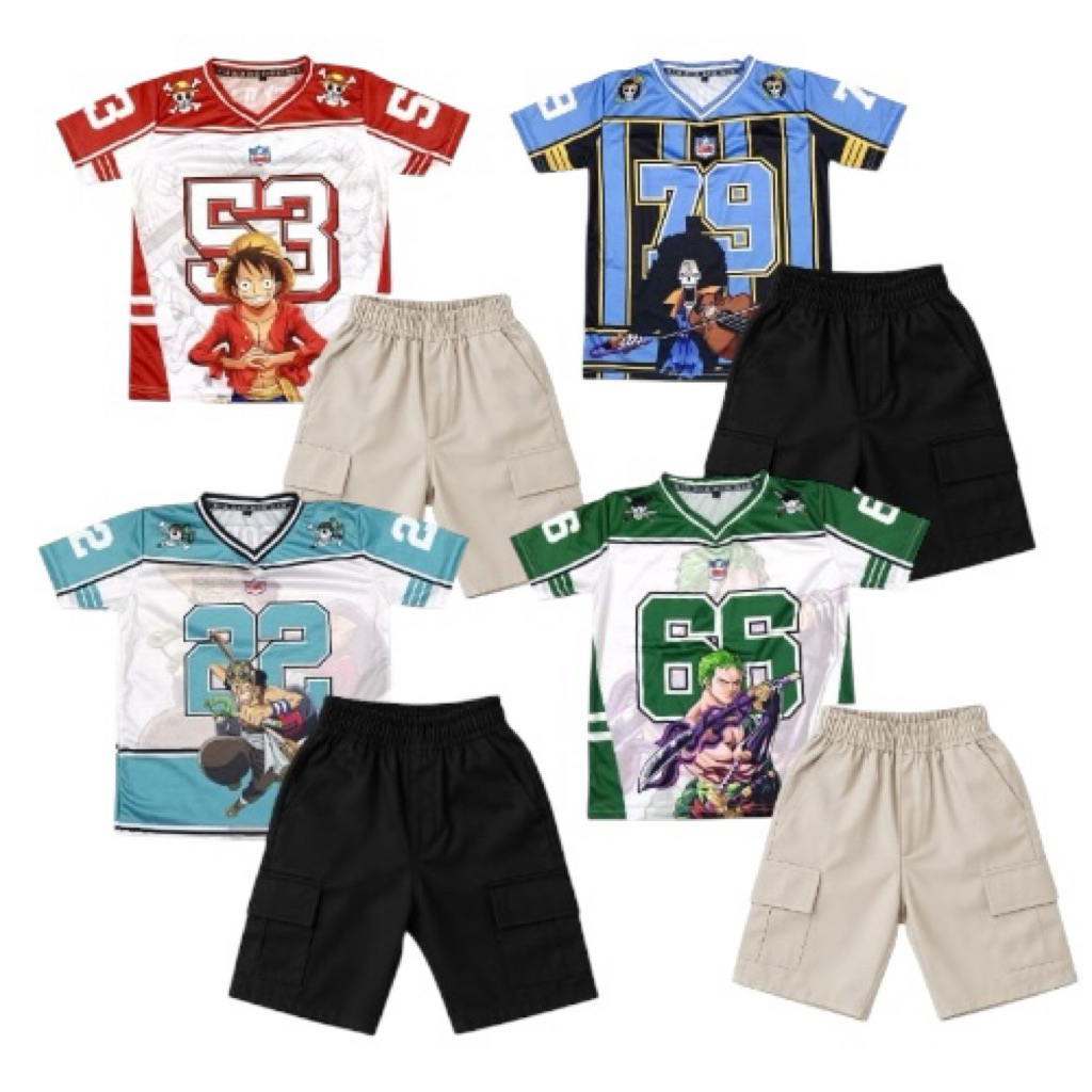 ชุดเด็ก Jursey Cargo Short One Piece 3-10 ปีชุดเด็ก Boxy viral ขนาด