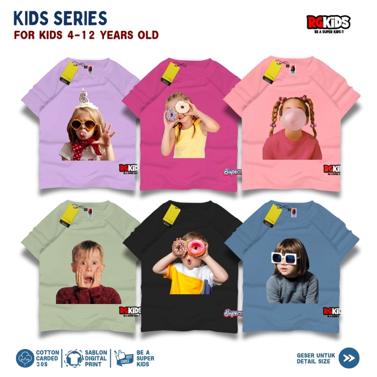Ozil Apparel Kids Series เสื้อยืดโดนัทหวานสําหรับเด็กชายและเด็กหญิง 4-12 ปีการพิมพ์หน้าจอพิมพ์ดิจิตอ