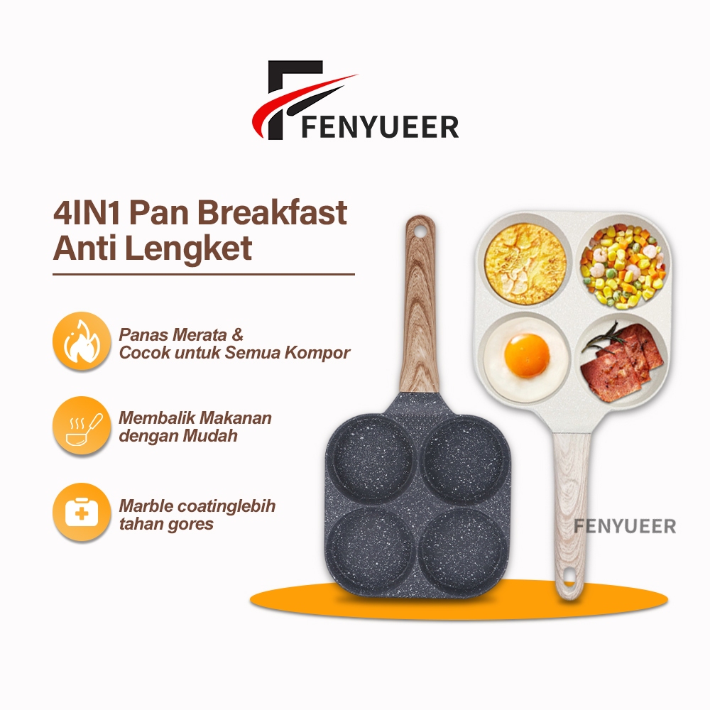 Fenyueer 4-in-1 Egg Pancake Omlet Pan อาหารเช้าไม่ติดกระทะ