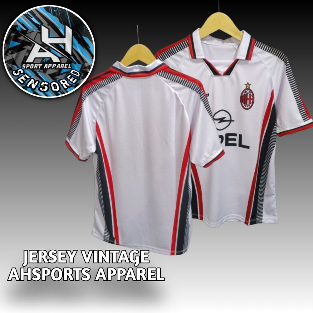 VINTAGE AC MILAN AWAY Jersey 1997-98 RETRO Jersey FUTSAL Jersey พิมพ์เต็ม