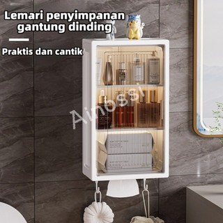 AINOSSI Kotak tisu kotak penyimpanan multifungsi tahan debu dan lembab kotak penyimpanan dinding penyimpanan bertingkat kotak penyimpanan kamar mandi lemari gantung penyimpanan