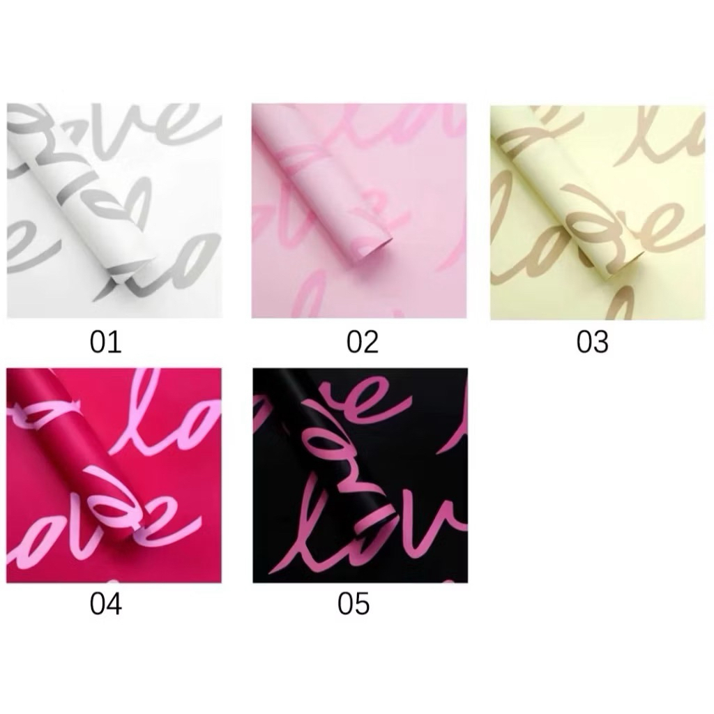 [1 แพ็ค] FLOWER WRAPPING PAPER CELLOPHANE RETAIL FLOWER BOUQUET PAPER HAND BOUQUET Love Doff