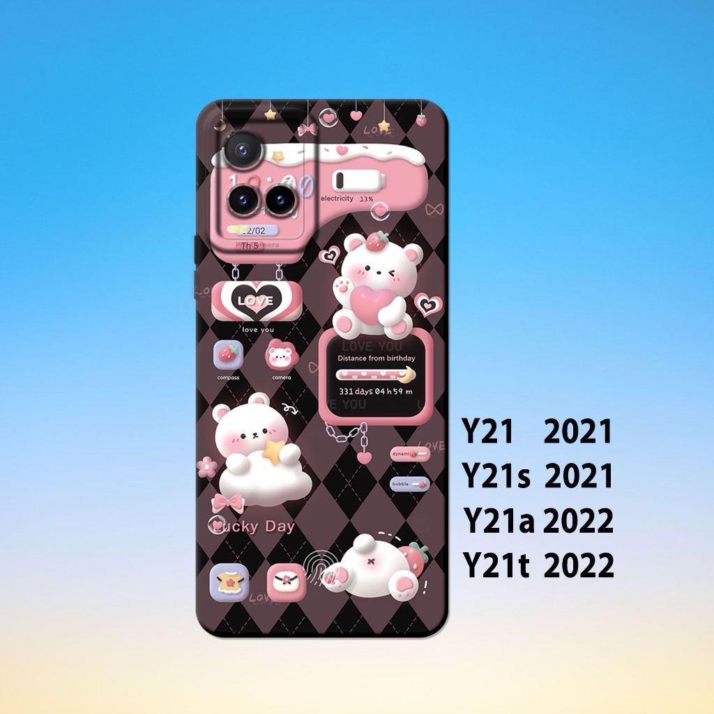 HP Vivo Y21, Vivo Y21S, Vivo Y21A, Vivo Y21T _เคสโทรศัพท์ยางสีดําสุดเท่ ยืดหยุ่น หนา