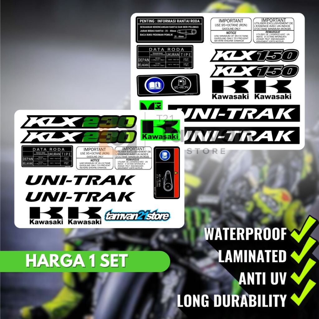 สติ๊กเกอร์ WARNING DETAIL SET KAWASAKI KLX DTRACKER SERIES 150 / 230 / 250