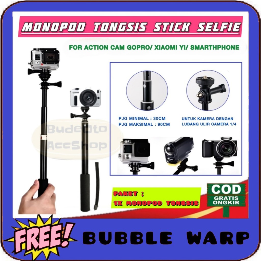 Monopod Tongsis Action Cam กล้องสามารถใช้สําหรับ Brica Xiaomi Gopro Kogan Bcare Sbox Xiaomi Yi