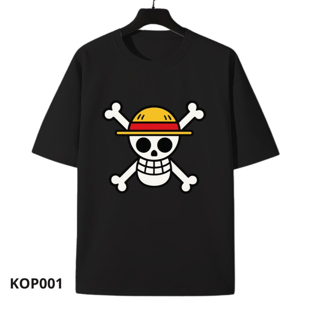 LOOY - KOP001 - เสื้อยืดผู้ใหญ่ ONE PIECE FLAG AUGUST RI HUT DTF SCREEN PRINTING COTTON COMBED 24S