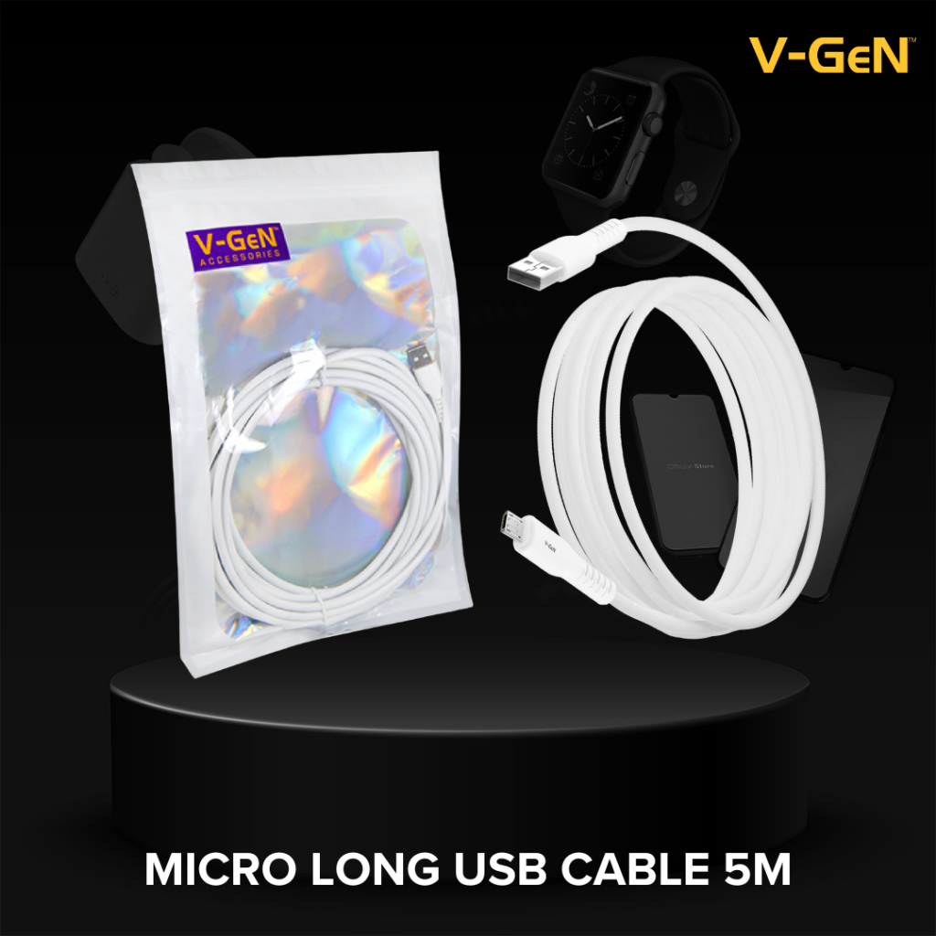 สายเคเบิลข้อมูล Micro USB / Type-C V-GeN Micro Long 5 เมตร VGEN Data Cable 2A VCX-03 / VCX-05