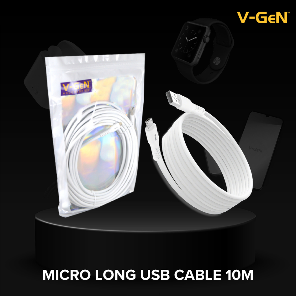 สายเคเบิลข้อมูล Micro USB / Type-C V-GeN Micro Long 10 เมตร VGEN Data Cable 1A VCX-04 / VCX-06