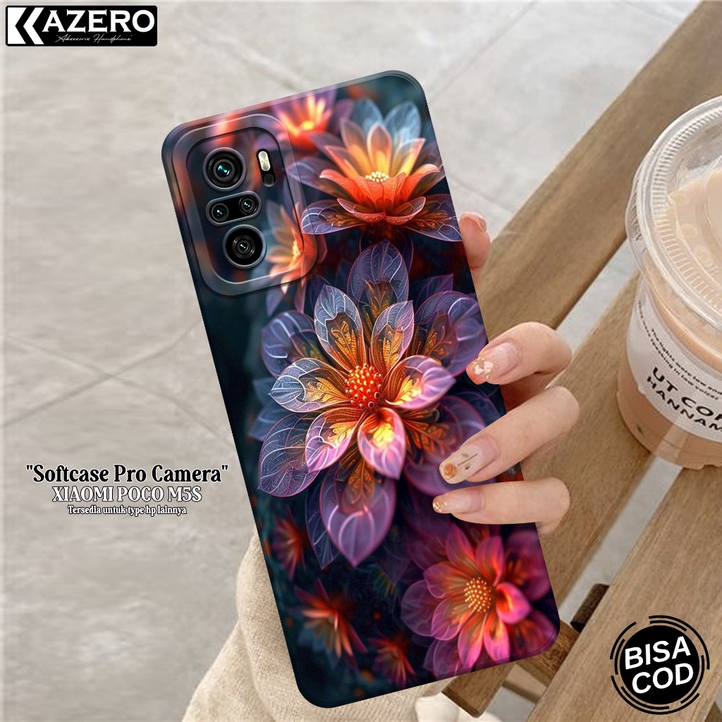 KAZERO - XIAOMI POCO M5S เคสโทรศัพท์ - เคสดอกไม้แฟชั่น - กล้อง Pro - XIAOMI POCO M5S Softcase - เคส 