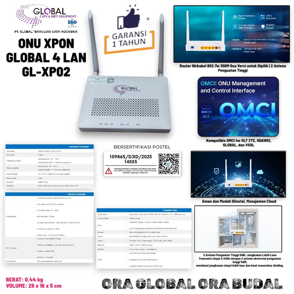 ONU XPON GLOBAL 4 LAN GL-XP02