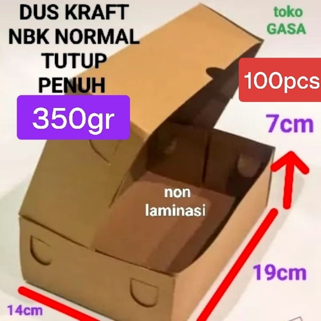 100 ชิ้นกล่องคราฟท์สีน้ําตาลกล่อง NBK NORMAL FULL COVER ขนมปังขนมเค้กขนาด 19 ซม. x 14 ซม. x 7 ซม. น้