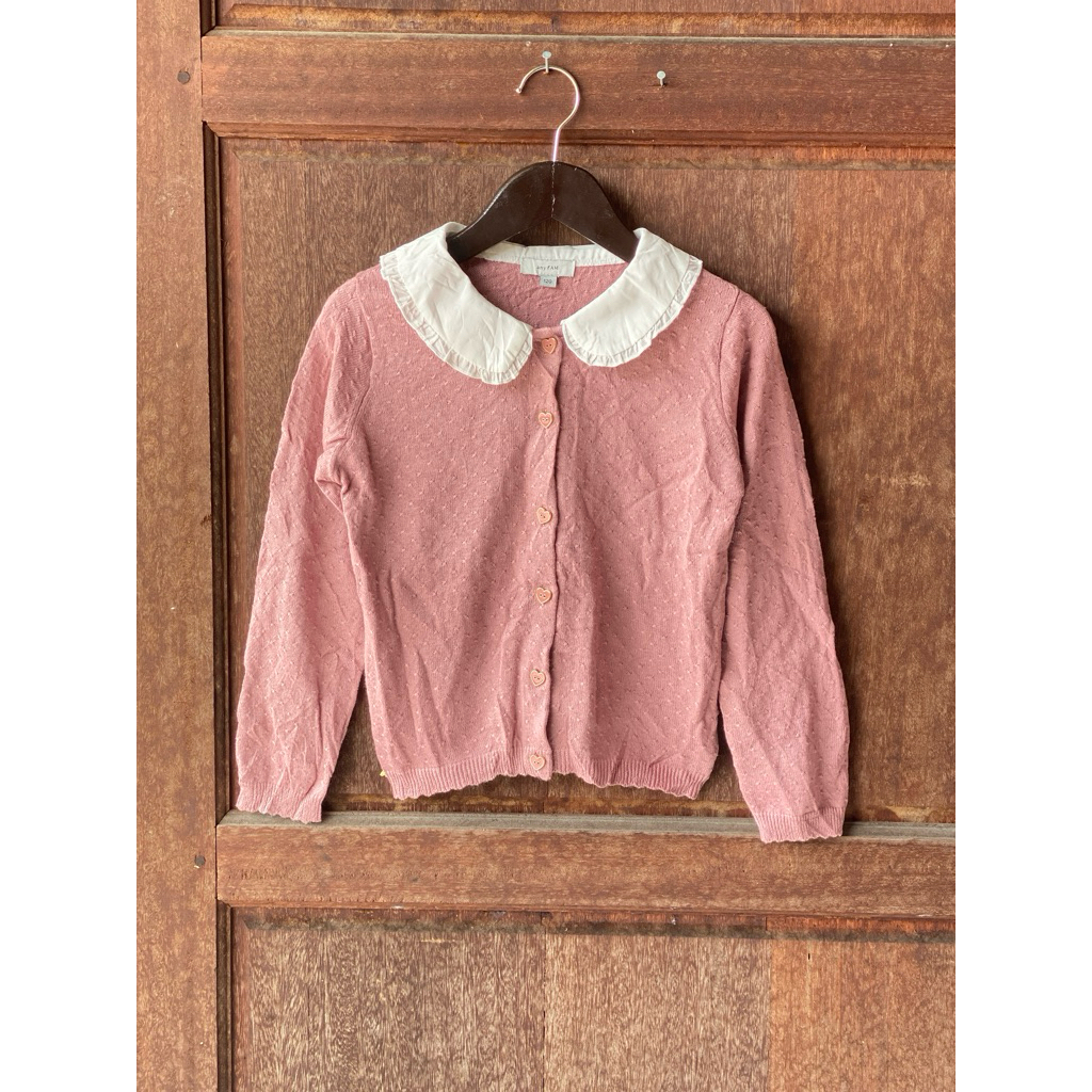 PRELOVED PL แจ็คเก็ต cardi เสื้อสเวตเตอร์ถักกะลาสีคอปกเด็กแบรนด์ขนาด 120 4T 5T 6T 7T