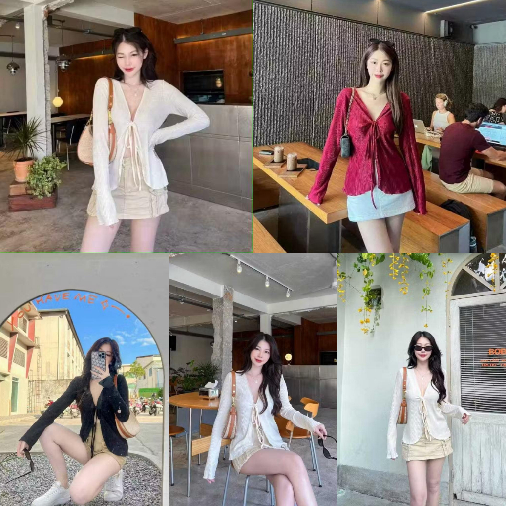 Deer - VINEY CARDI Knit เมษายนเสื้อแขนยาวผู้หญิง