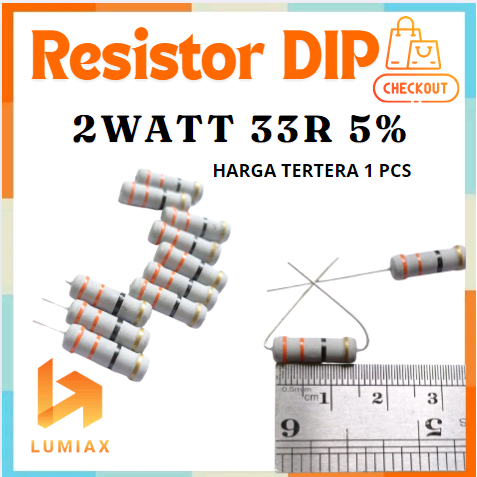 ตัวต้านทาน R 2w 2Watt 33R 33ohm 33R 33ohm เทอร์ไลซิ่ง 2 วัตต์ 5% 33R