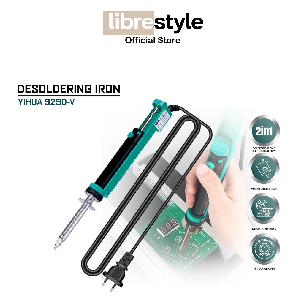 YIHUA 929D-V ELECTRIC VACUUM DESOLDERING STEEL SUCKER - ORIGINAL DESOLDERING TIN SUCKER