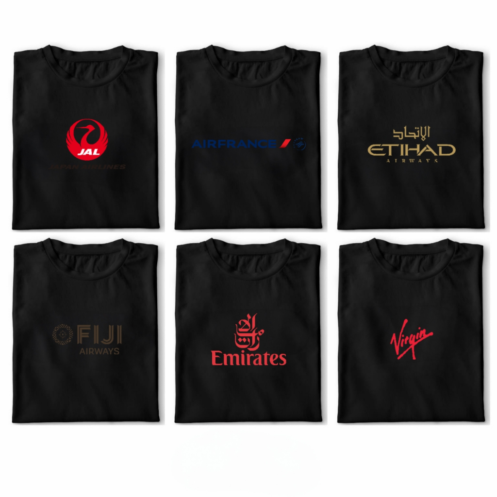 KATUN Etihad Emirates Virgin Fiji Airways Merchanting เสื้อยืด Maskapai Premium Combed Cotton 24s