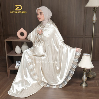 DAVIN - Mukena silk jaguar armany silk renda Embos motif Ukuran Jumbo nyaman dipakai