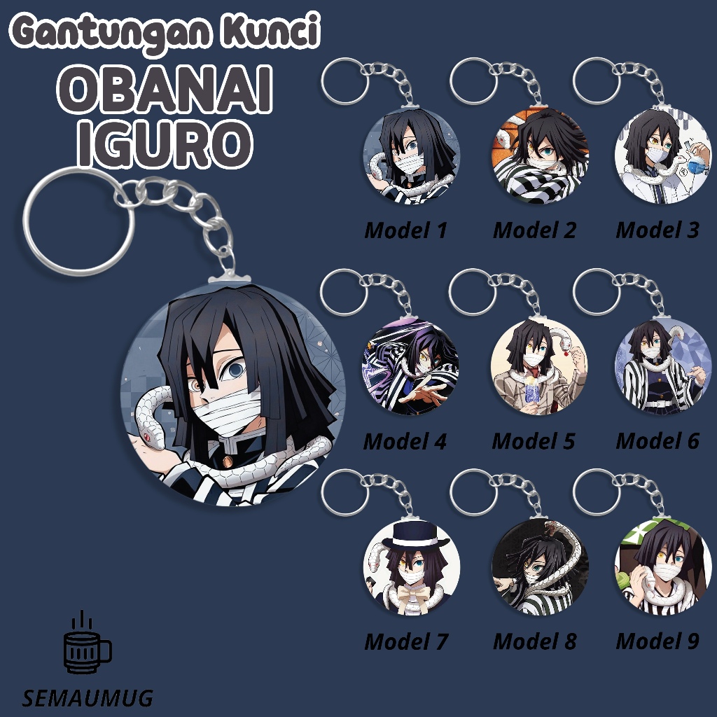 GANTUNGAN OBANAI IGURO DEMON SLAYER พวงกุญแจน่ารักอะนิเมะรอบพวงกุญแจของขวัญ CUSTOM PRINT SENMUG