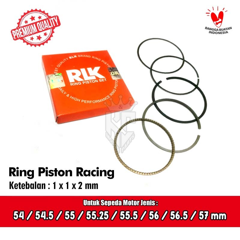 แข่ง เบื่อ ขึ้น แหวนลูกสูบ 54 54.5 55 55.25 55.5 56 56.5 57 มม. หนา 1 x 1 x 2 มม. RLK