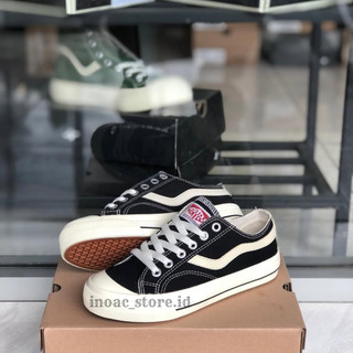 (Bonus Kaos Kaki)Ventela Public Low Hitam Putih - Sepatu Anak Sekolah SD & SMP Unisex Tahan Lama Bahan Kanvas