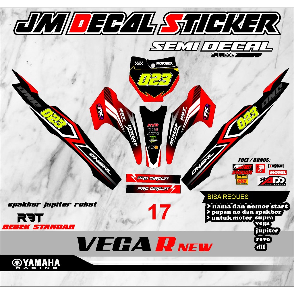 สติ๊กเกอร์ RBT STRIPING MOTOR VEGA R ใหม่ SEMI FULL BODY MOTOR CRF KLX 150 KLX BF KLX GORDON DTRACKE
