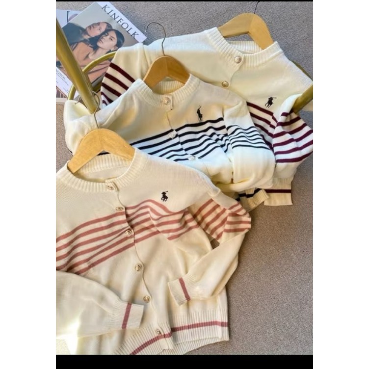 พรีเมี่ยม STRIPED KNIT CARDIGAN | HORSE KNIT STRIP CARDIGAN