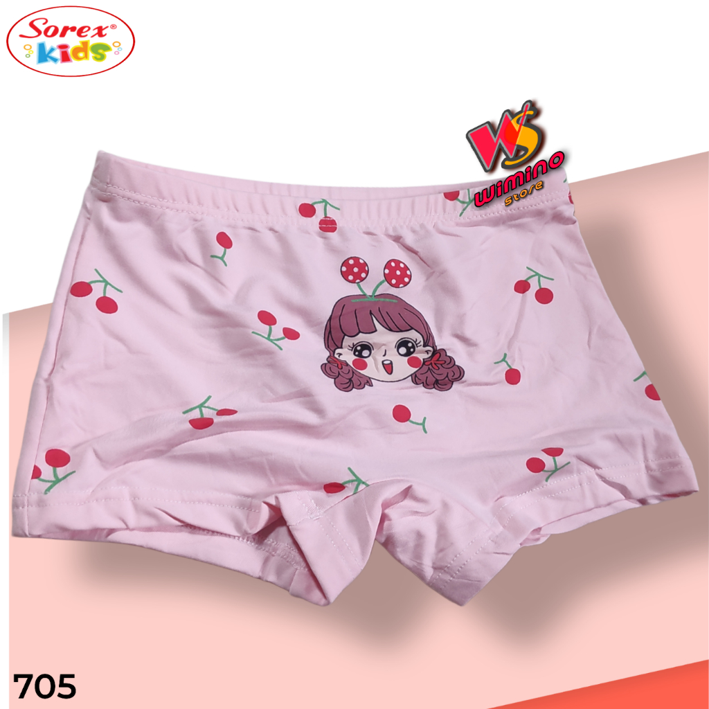 W705 (3 - 12 ชิ้น) Sorex Kids Girls Boxer Shorts Size ML XL (อายุ 2-9 ปี)