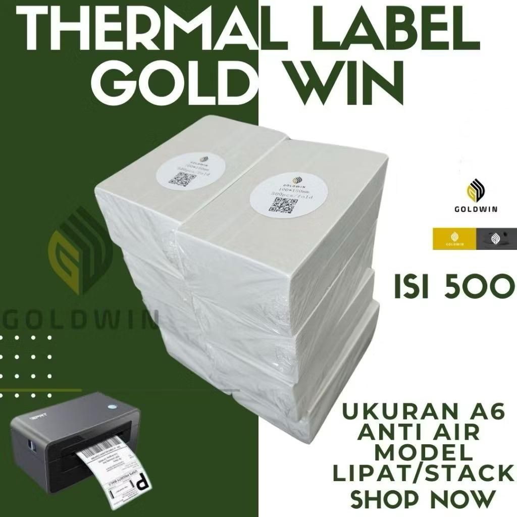 GOLD WIN PAPER Thermal LABEL FOLDING BARCODE 100x150 A6 เนื้อหา 500 ชิ้น