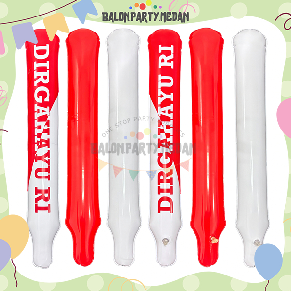 MERAH RI Anniversary Clpping Balloons ลูกโป่งผู้สนับสนุนสีแดงและสีขาววันประกาศอิสรภาพของอินโดนีเซีย 