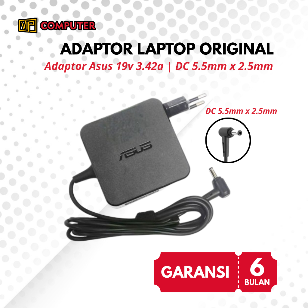 Original Asus 19V 3.42A 65W แล็ปท็อปอะแดปเตอร์ชาร์จ 5.5*2.5 มม.A455L A455LA A455LB A455LD A450A A450