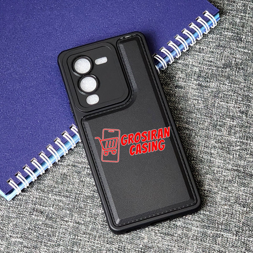 Softcase MacaronซองหนังหนังสีดําVivo V25 Vivo V25 Pro Vivo V27 5G Vivo V27E Vivo V29 Vivo V29E Vivo 