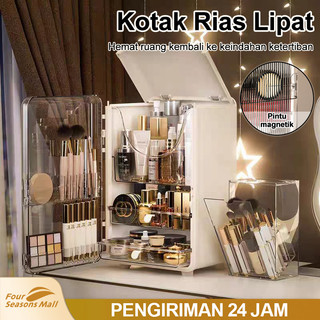 [Four Seasons Mall/COD] Kotak Kosmetik-Semi Transparan Cantik-Kotak/Rak Perawatan Kulit Istimewa-Penyimpanan Kosmetik Tertutup/Multifungsi